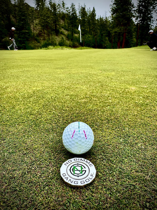 No Gimme Gang 2 Piece Golf Ball Marker – Make Every Shot Count!